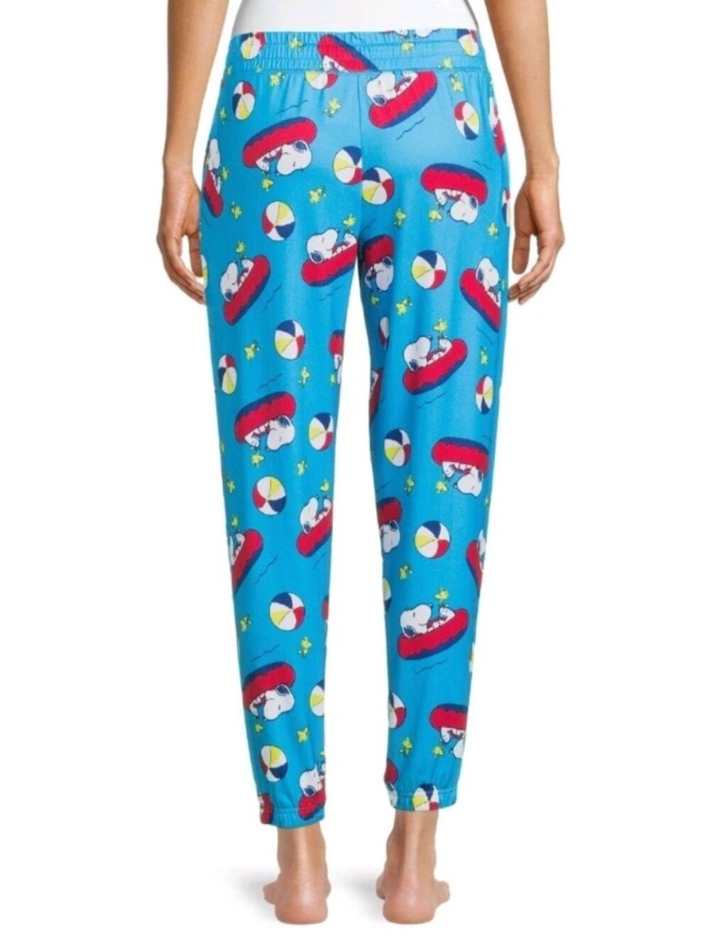 Womens Sleep Jogger L/G (12-14) Pajama Pants Blue Peanuts Snoopy W/ Pockets NEW! - Picture 2 of 5